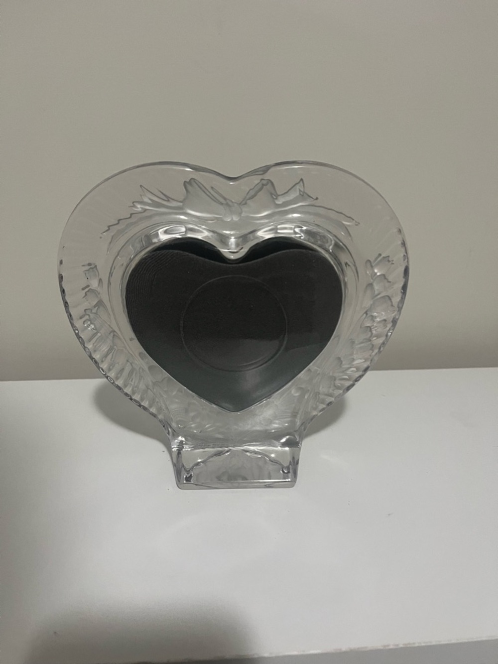 Vintage Mikasa Style Crystal Heart Picture Frame - Frosted Floral